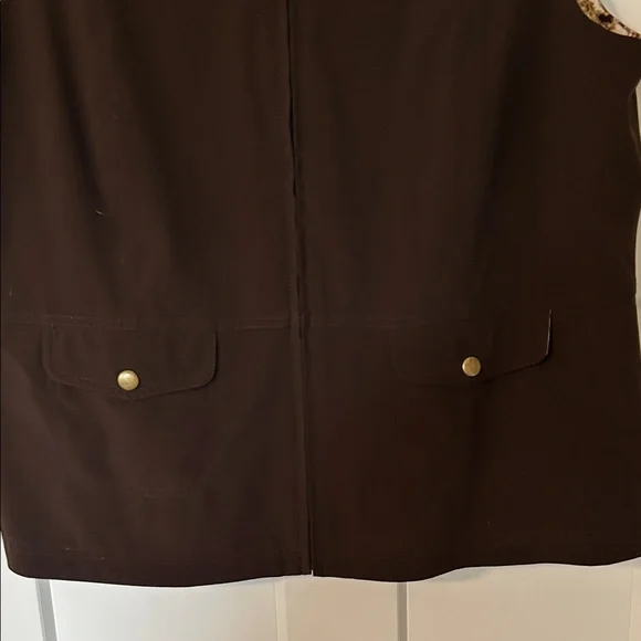 Women's Brown Reversible Utility Vest - Picture 4 of 12